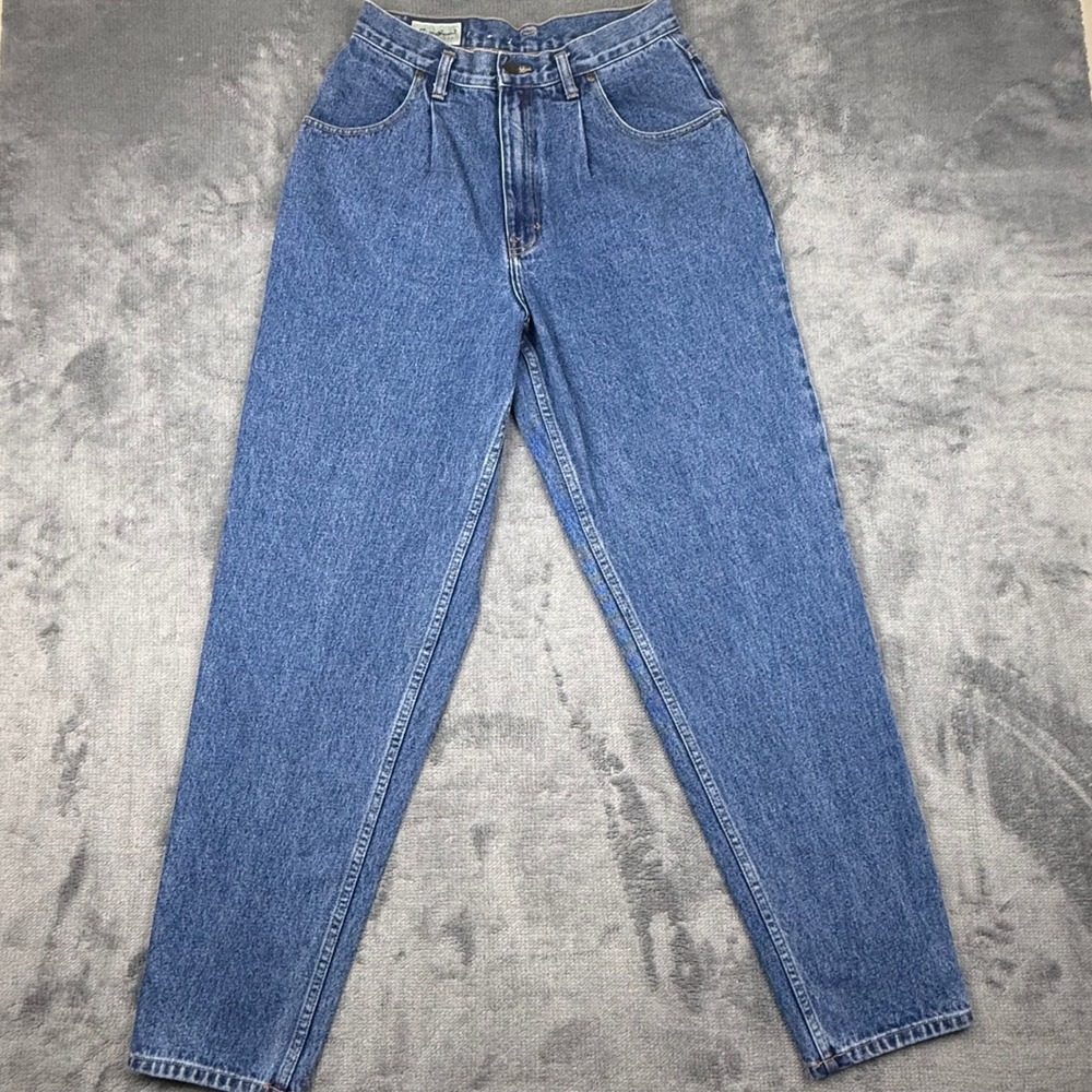 Eddie Bauer High Waisted Pleated 90s Mom Jeans Medium Wash Denim Sz 12 1922